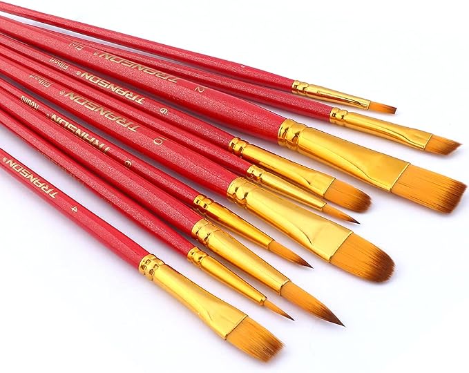 Transon 20pcs Artist Painting Brush Set for Acrylic Watercolor Gouache Hobby Craft Face Rock Painting Hot Pink