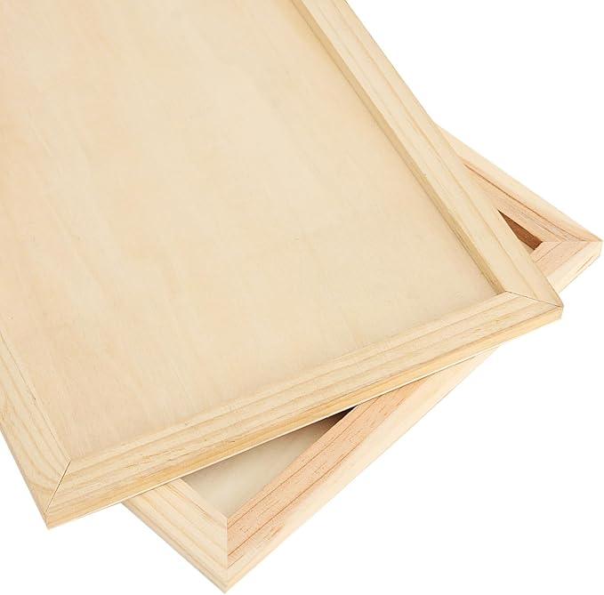 PINGEUI 12 Pack 9 x 12 Inch Blank Wood Canvas Panels, Unfinished Wooden Canvas Boards, Wood Cradled Painting Panel Boards, Artist Wooden Canvases for Painting, Pouring