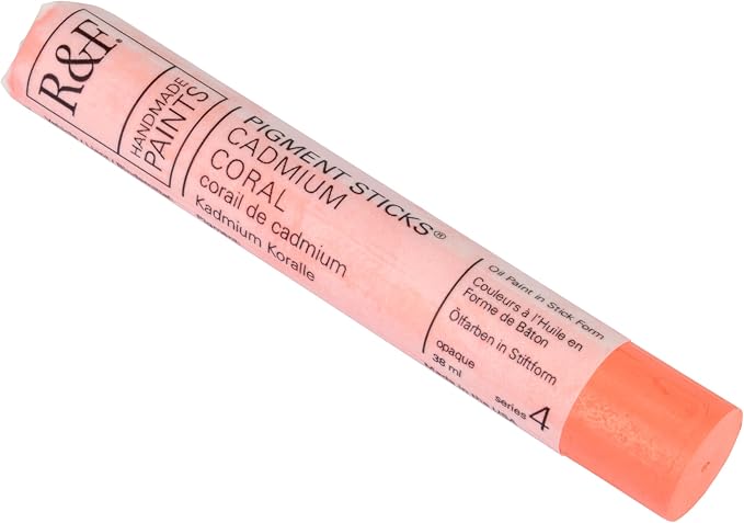 R&F Handmade Paints - Professional Oil Pigment Stick, Cadmium Coral, 38 ml