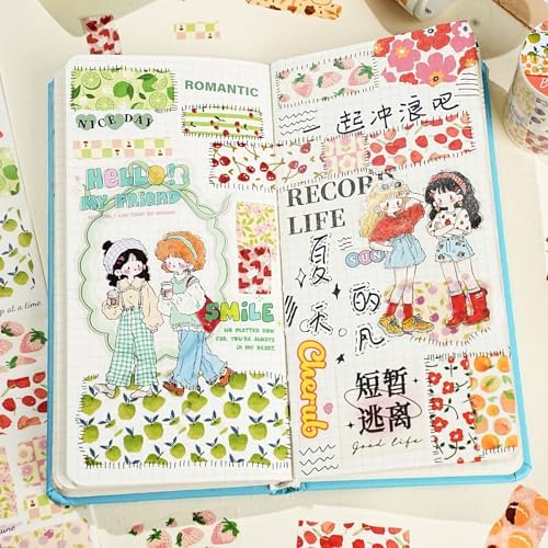 Washi Tape Stickers for Journaling Supplies,Flower Scrapbook Stickers
