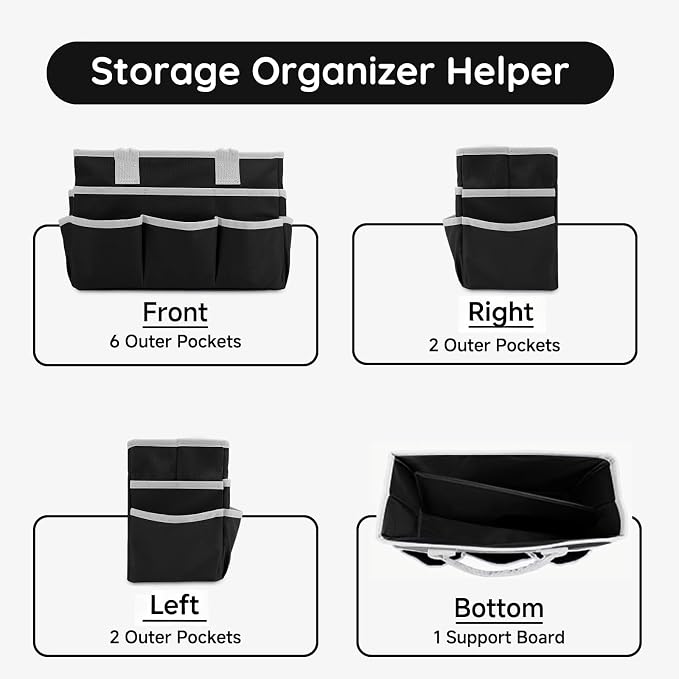 AKAYOK Art Supply Organizer Tote Bag, Portable Craft Bags with Handles | Foldable Storage Tote with 10 Pockets & Adjustable Divider for Stationary, Sewing, Scrapbooking Supplies, Medical Supplies