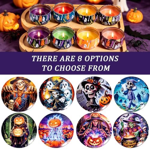 Halloween Candle Tins, 2.5 Oz Candle Jars for Making Candles, 16PCS Empty Candle Jars with Lids, Metal Candle Containers, Small Tins, Candle Making Jars for Halloween, Themed Party, Decor, Storage