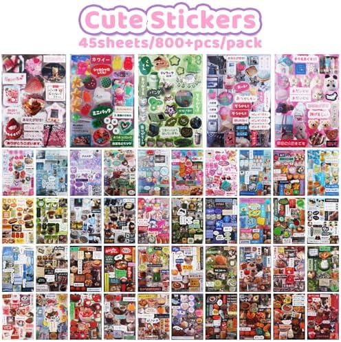 45 Sheets Japanese Sticker Book Manga 800+ Heisei Retro Romantic Memory Scrapbook Stickers Cute Korean Stickers for Journaling Scrapbooking Kawaii Food Sticker for Kids Adult DIY Cosmtic Books