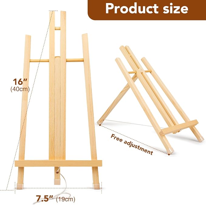 AROIC 8 Pack 15 Inch Wood Easels, Easel Stand for Painting Canvases | Art, and Crafts, Tripod, Painting Party Easel, Kids Student Table School Desktop, Portable Canvas Photo Picture Sign Holder