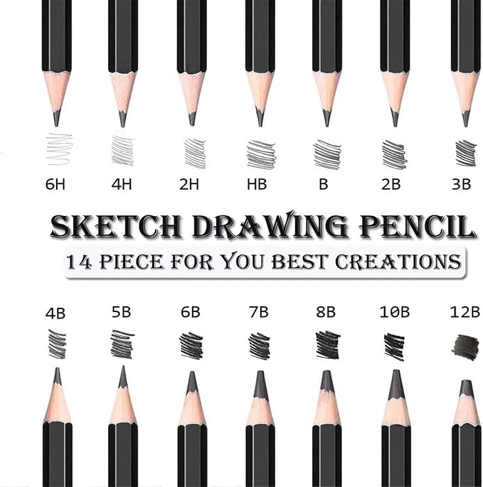 Drawing Pencils,24pcs Art kit with Graphite Pencils Sketching Pencil Set Include 12B 10B 8B 7B 6B 5B 4B 3B 2B B HB 2H 4H 6H, Charcoal Pencils.Pencil Case for Beginner Artists Adults and Children