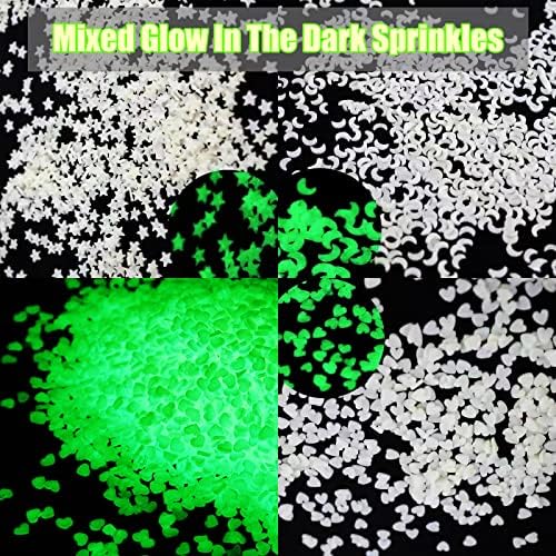 LIKETURE Fake Sprinkles 110g Glow in the Dark Polymer Clay Sprinkles for Slime Resin Faux Sprinkles Craft Fake Candy Sprinkle for Shaker Card Phone Case DIY Crafts (Glowing Star-110G)