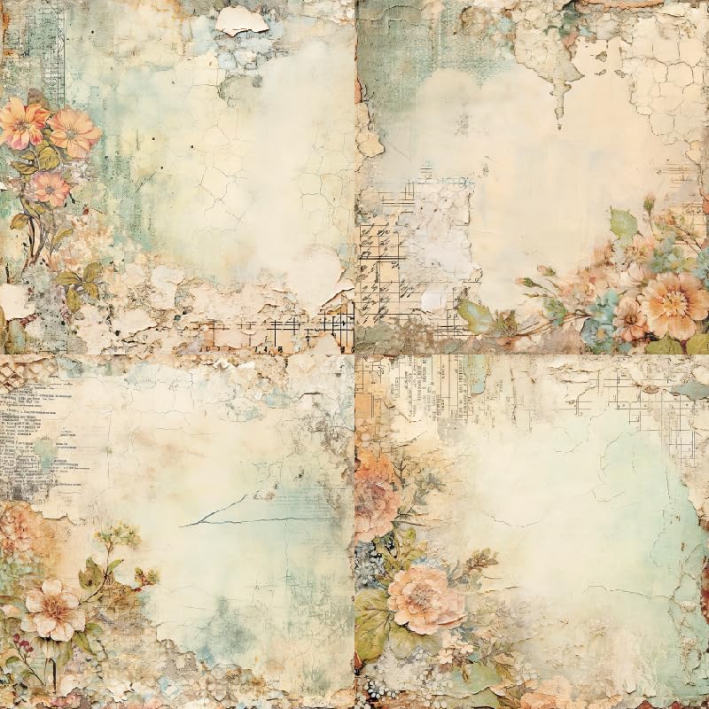 24 Sheets Vintage Floral Scrapbooking Paper Pad 6x6, Decorative Single-Side Craft Paper for Adult Journaling, Card Making, Collage & DIY Scrapbook Projects
