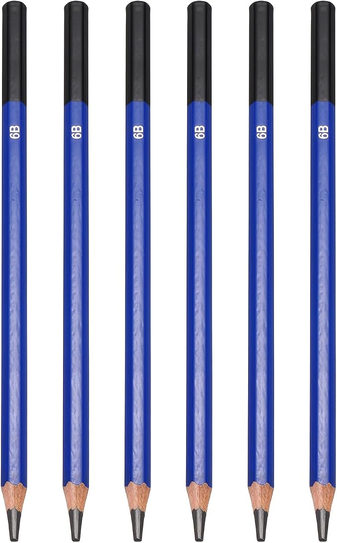PATIKIL 6B Drawing Pencils for Sketching, 6PCS Sketch Pencils for Drawing Art Pencils Graphite Wood Pre-sharpened for Drawing Sketching Artists, 6B Pencils
