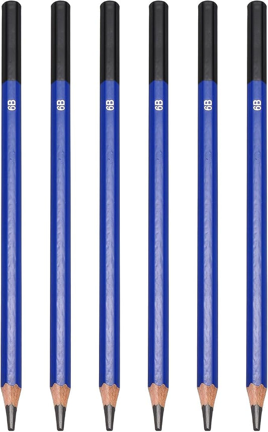 PATIKIL 6B Drawing Pencils for Sketching, 6PCS Sketch Pencils for Drawing Art Pencils Graphite Wood Pre-sharpened for Drawing Sketching Artists, 6B Pencils