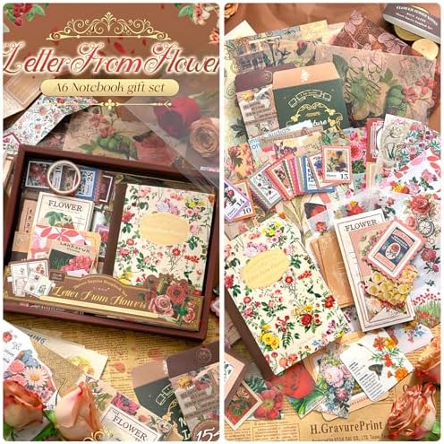 Scrapbook Supplies Kit, Cottagecore Aesthetic Junk Journal Scrapbook Kit