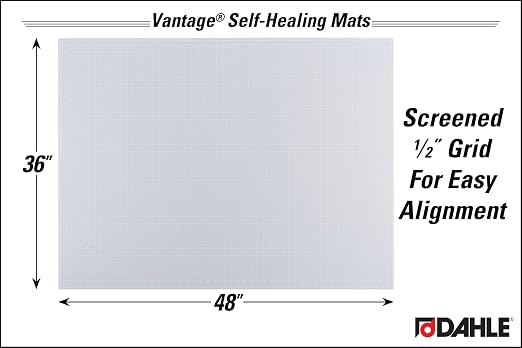 Dahle Vantage 10684 See-Through Premium Self-Healing Cutting Mat, 36"x48", 1/2" Grid, 5 Layers for Max Healing, Perfect for Crafts & Sewing, Clear