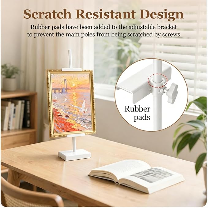 18'' Adjustable Tabletop Easel Stand, White Easel for Display | Steady and Elegant Picture Easels for Display, Picture Frame Stand, Adjustable Art Easel,Picture stand for Artwork, Photo.
