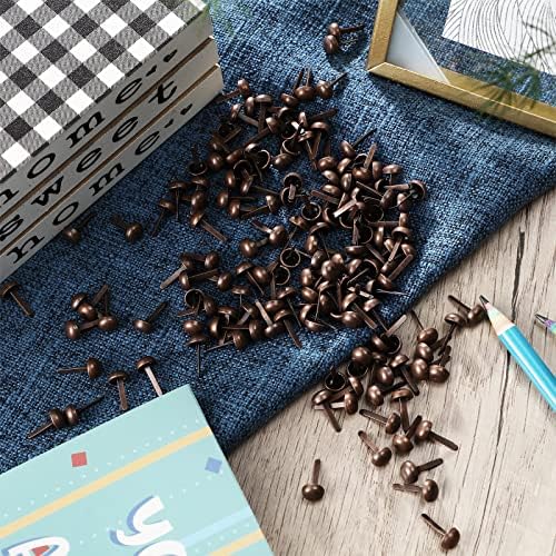 Hotop 500 Pcs Brad for Paper Crafts Metal Paper Fasteners, Red Bronze