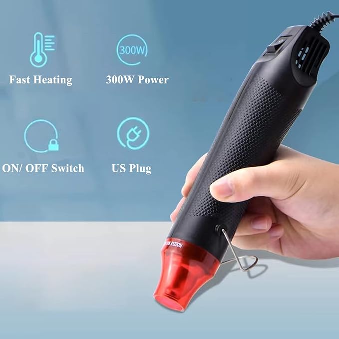 Mini Heat Gun 300W Handheld Heat Gun Dual-Temperature 392℉ & 662℉ Hot Air Gun Electric Heating Tools for Removing Epoxy Cup Painting Resin Air Bubbles, Drying Crafts & Shrink Wrap Paint