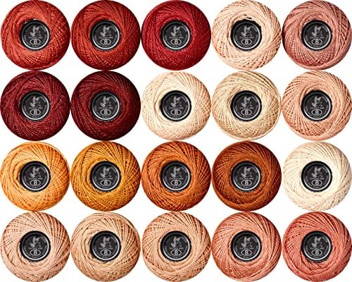 Soft 20 Colors Classic Crochet Thread 20 Pack,100% Cotton (Golden Brown-977-3064)