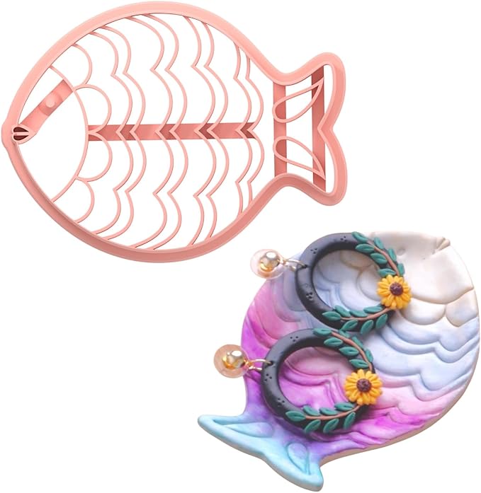 GOTO CLAY TOOLS Trinket Fish Cutter for Polymer Clay, Fish Trinket Dish Cutter, 4 inch Length, Embossed Polymer Clay Cutters, Sharp Edge TR-Fish