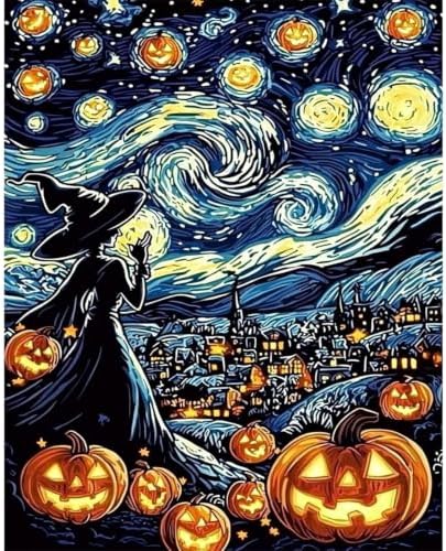 Halloween Paint by Numbers for Adults, Pumpkin Paint by Number on Canvas