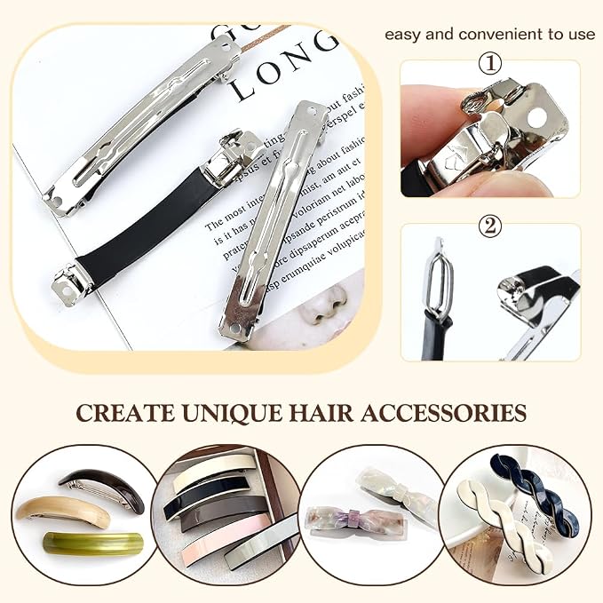 Dizila 20 Pieces 8cm/3" Plain Blank DIY Craft Project Silver Metal French Hair Barrettes with Strong Hold Snap Hair Clips Accessories for Women Girls Teens