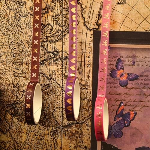 36 Rolls Skinny Washi Tape Set Gold Foil Detailing Arts Adhesive Tapes Basic Patterns Decorative Masking Tape Sets for Craft, Kids, Scrapbook, DIY, Gift Wrapping (Bronzing Letters)