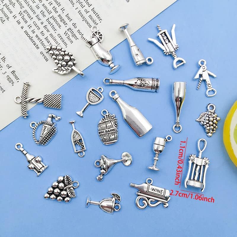 WOCRAFT 120pcs Antique Silver Wing Charms for Jewelry Making Alloy Wing Glass Charms for DIY Crafts (SN073)