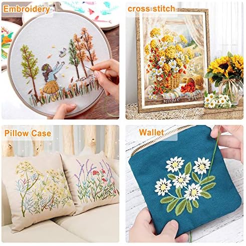 INSCRAFT 403 Pack Embroidery Kits for Adults, 250 Colours Embroidery Threads, Cross Stitch Kits for Beginners Bracelet and Craft Making, 153 Pcs Cross Stitch Tool, 4-Tier Transparent Craft Storage Box