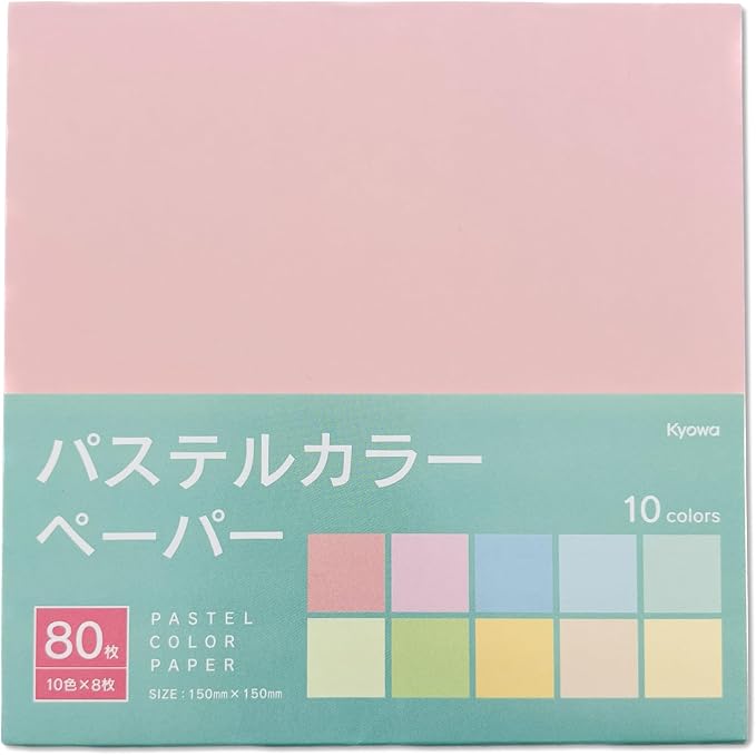 Origami Paper 80 Sheets, 10 Pastel Colors, 6 Inch Square, Made in Japan