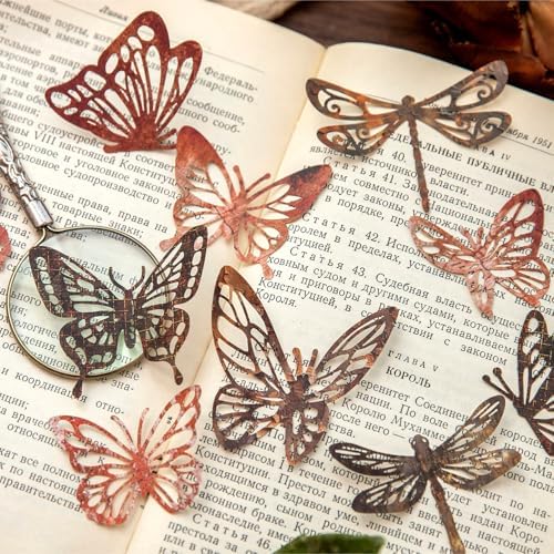 60PCS Industrial Vintage Sticker Set, Coated Paper Stickers with Rusty Gears, Keys, Frames, and Butterflies for Scrapbooking, Journaling, and DIY Crafts