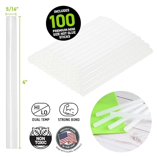 Surebonder DT-100 Mini Size Hot Glue Sticks for Glue Guns 0.27 in. Diameter, 4 in. Length - All Purpose, All Temperature - Great for DIY, Arts, and Crafting - Clear - 100 Count (Pack of 6)