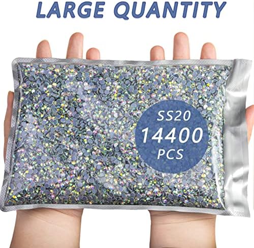Beadsland Hotfix Rhinestones Bulk, Crystal AB, SS20, 14400pcs