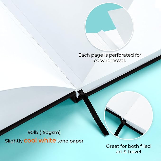 Ohuhu 8.5"x11" Double-Sided Bleedproof Marker Pad Art Sketchbook 60 Sheets | Large Sketch Book - 90 LB/150 GSM Smooth Drawing Paper - 60 Sheets/120 Pages -Hardcover Sketch Pad for Alcohol Markers Paints