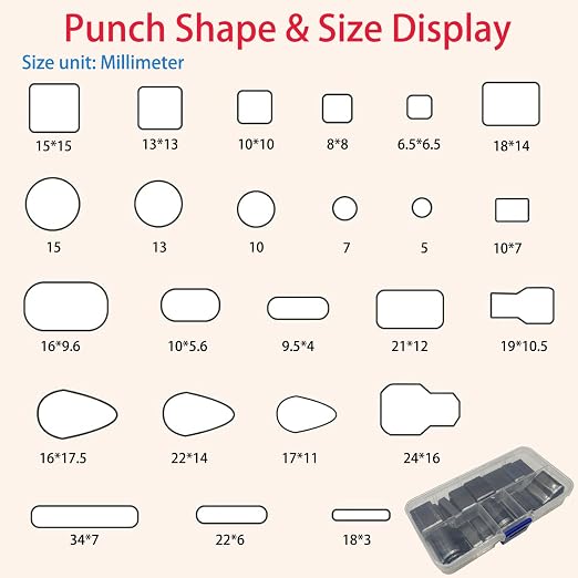 25 PCS Multi Shapes Leather Craft Punch Tool, 24 Shapes Leather Punch Tools with Perforated Matting, Leather Cutting Dies, Leather Hole Punch Tool Kit for DIY Leather Crafts