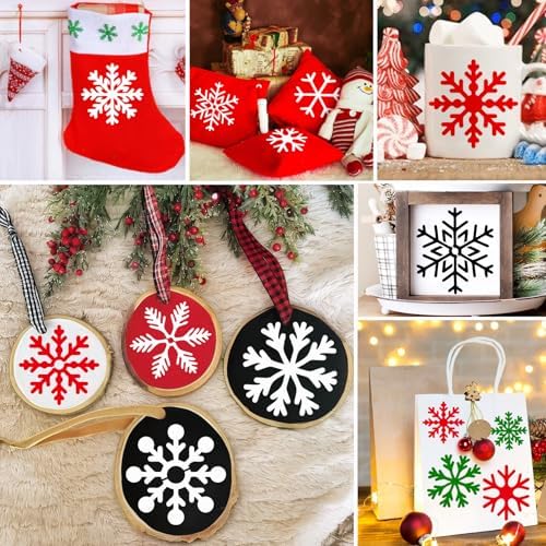 30 Pieces Christmas Snowflake Stencil Reusable Plastic Drawing Painting Stencil Winter Holiday Templates Stencils for Crafts Window Glass Wall Cookies (30 Snowflakes)