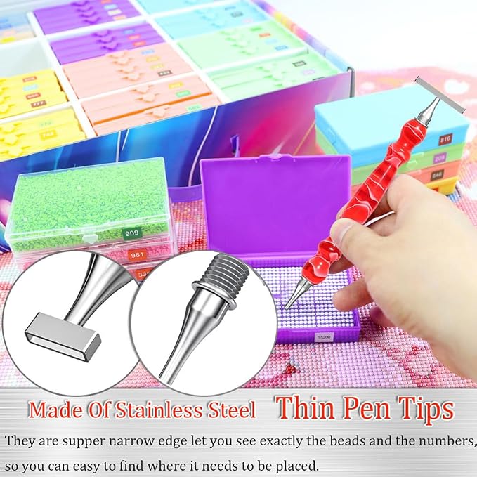 LEIYULY 13 PCS Thin Diamond Art Pens, Ergonomic Diamond Art Accessories