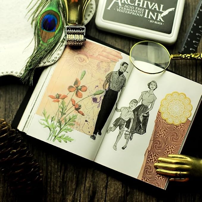 CATaireen Vintage Junk Journal Ephemera Scrapbooking Supplies Translucent Vellum Paper Stickers Card Making Decal Art Aesthetic for Adults (Character Dark -2)