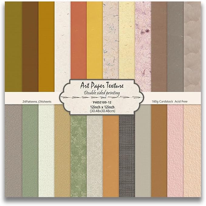 Boho Scrapbook Paper, 12x12 Inch, 90 lb/160 GSM Double-Side Printing Pattern Art Scrapbooking Paper for Card Making, Designer Planner Journals, Background Borders, Greeting Cards