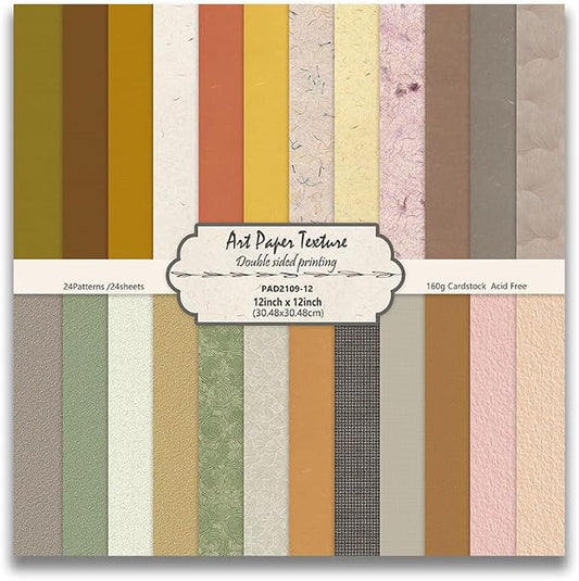 Boho Scrapbook Paper, 12x12 Inch, 90 lb/160 GSM Double-Side Printing Pattern Art Scrapbooking Paper for Card Making, Designer Planner Journals, Background Borders, Greeting Cards