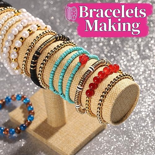 FANDAMEI 1mm Elastic String for Beading, Elastic Cord Stretchy for Bracelets Making, Stretch Bead Cord for Jewelry Making, Sturdy Thread for Bracelet Necklace Crafts Christmas DIY Elastic String Cord
