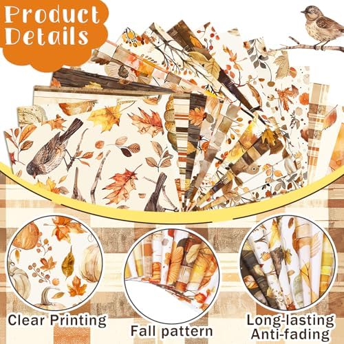 HunnmingRe 20 Pcs 10''x10'' Fall Patterned Quilting Fabric Squares