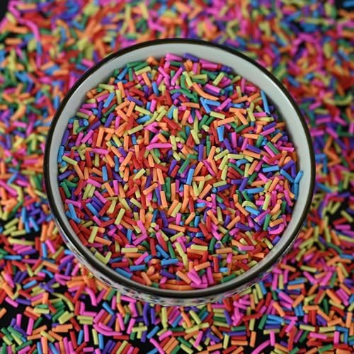 LIKETURE Fake Sprinkles 110g Non-edible Polymer Clay Sprinkles Faux Sprinkle Plastic Sprinkles for Craft Sprinkles Decoration for Resin Filler Slime Add ins Slime Mixed in Shaker Card (Mixed Color)