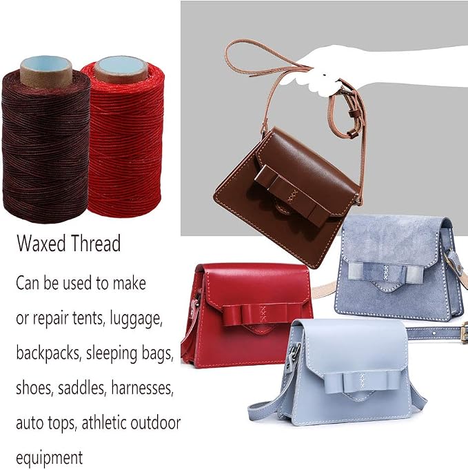 284Yards Leather Sewing Waxed Thread, 0.8mm Waxed Thread for Bookbinding | Waxed Thread for Bookbinding, Upholstery Thread Heavy Duty, Wax String for Leather Craft DIY/Bookbinding/Shoe Repairing