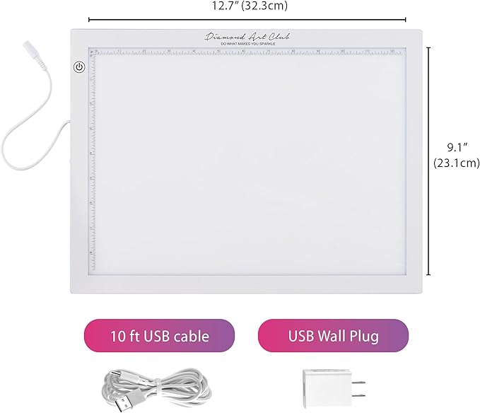 DIAMOND ART CLUB A4 Light Pad for Diamond Painting | Premium USB LED Light Board for Diamond Painting and DIY Crafting, Diamond Art Tools and Accessories, 14.1" x 10.6"