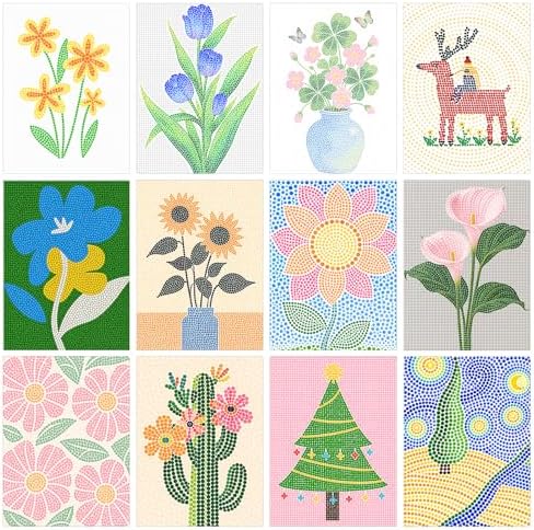 Coloring Book,Dot By Letter Art Meditations with 12 PCS Acrylic Markers,Mindfulness Adult Coloring Book-Relaxing,Anti-Stress,30 Pattern Coloring Books for Adults,Dot Art for Adults-Landscapes,Flower