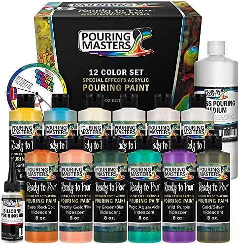 Pouring Masters 12-Color Ready-to-Pour Pouring Paint Set Acrylic Iridescent
