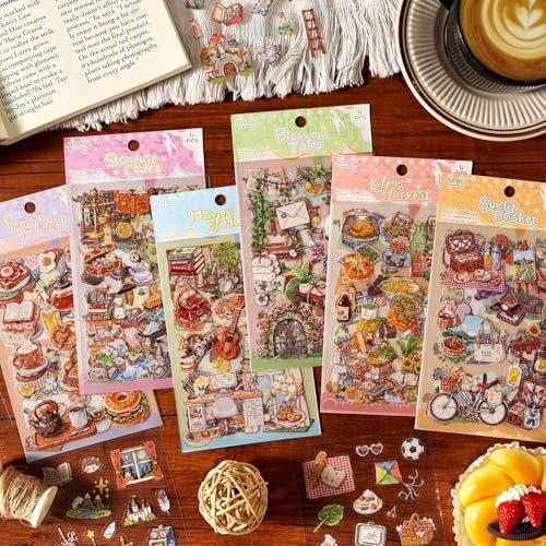 Warm Glimpses Sticker Series Scrapbooking Supplies for Junk Journal, 24 Sheets PET Stickers - Vintage Journaling Stickers