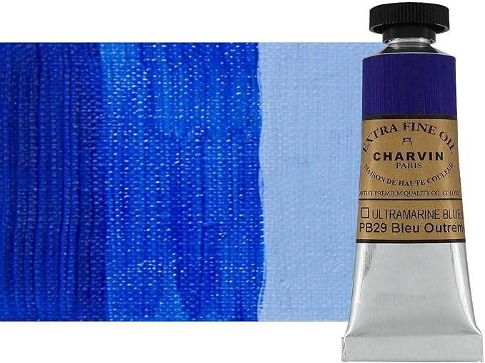 Charvin Extra Fine Oil Paint, Ultramarine Blue Light 20 ml - Triple-Milled, Rich Texture, Poppy Oil-Based, Light-Fast, Handmade, Archival Quality