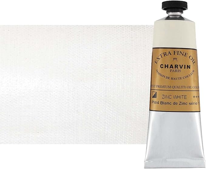 Charvin Extra Fine Oil Paint, Zinc White 60 ml - Triple-Milled, Rich Texture, Poppy Oil-Based, Light-Fast, Handmade, Archival Quality