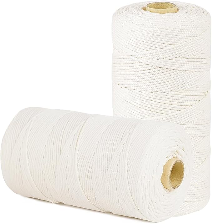 SMART&CASUAL 1,200 Feet 2mm Cotton Butcher Twine String Soft Food Safe for Cooking Craft Baker Kitchen Meat Turkey Sausage Roasting Gift Wrapping Gardening Crocheting Knitting