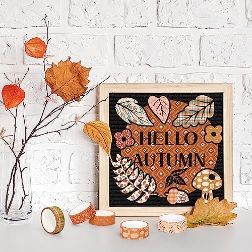 Whaline 12 Rolls Fall Pumpkin Washi Tape Autumn Leaves Boho Washi Masking Tape Thanksgiving Pumpkin Maple Leaf Print Decorative Craft Tapes for Fall Scrapbook Gift Wrapping DIY Art Crafts, 16.4Ft