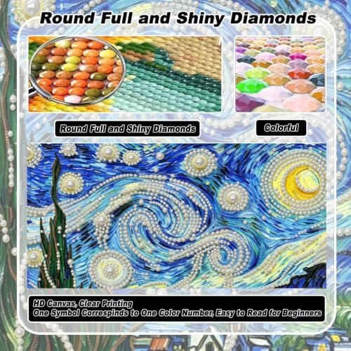 Pearl Art Kits for Adults,Starry Night Pearl Diamond Painting Kits,Wall Art