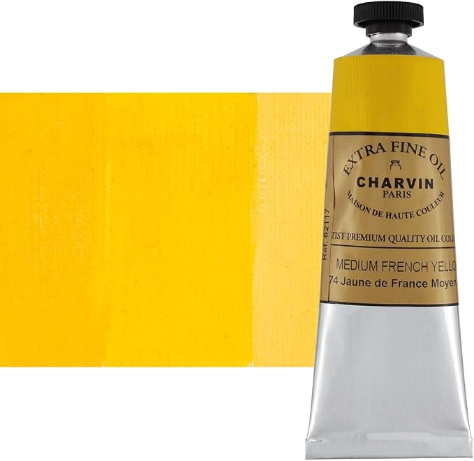 Charvin Extra Fine Oil Paint, French Yellow Medium 150 ml - Triple-Milled, Rich Texture, Poppy Oil-Based, Light-Fast, Handmade, Archival Quality